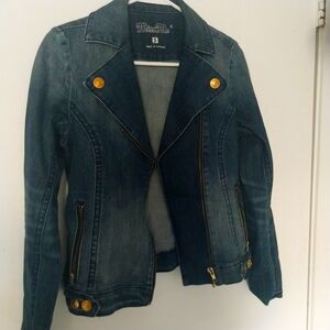 Miss Me Blue and Gold Jean Jacket with Structured Silhouette Es Marca MissMe
